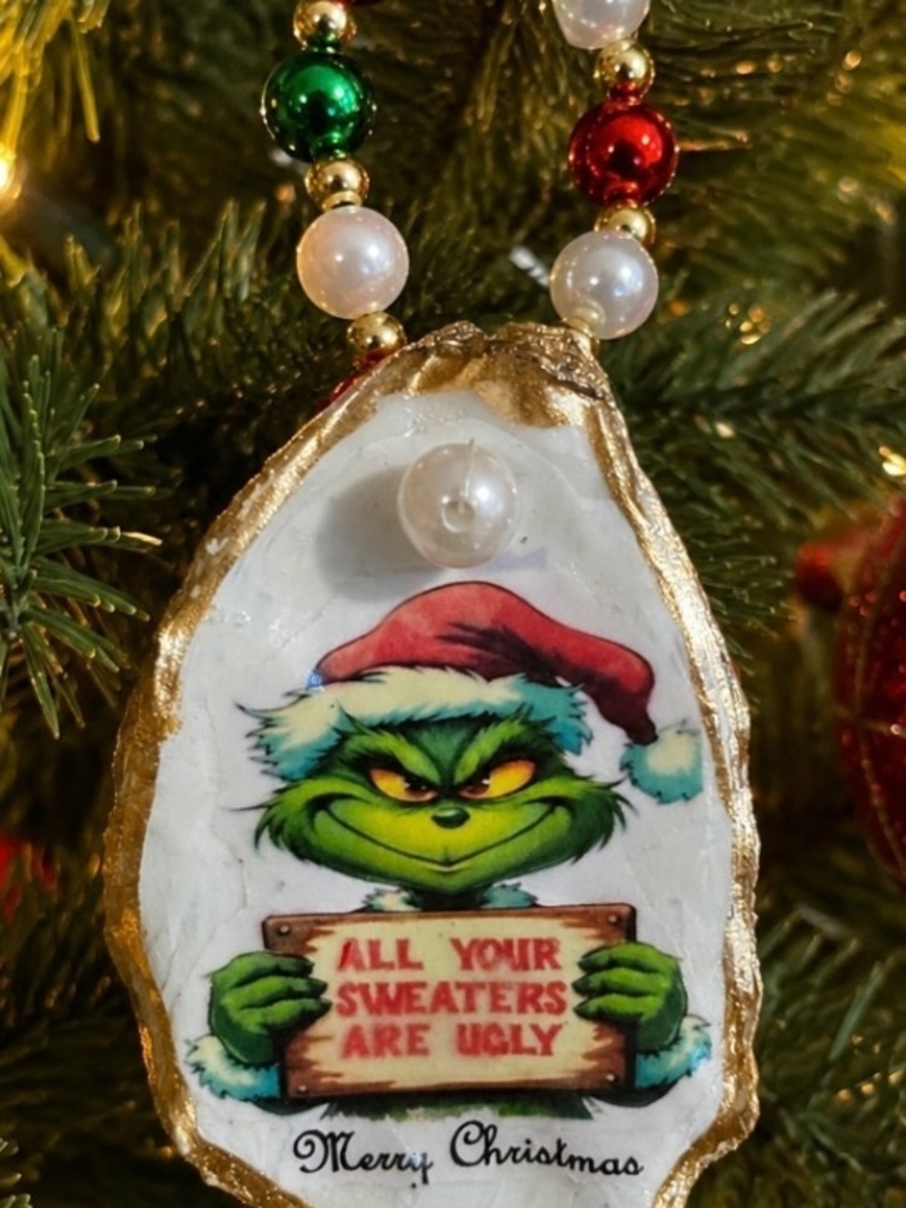 Grinch Christmas Wine Bottle Charm / Ornament – “All Your Sweaters Are Ugly"